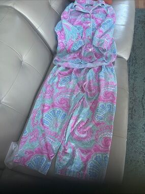 Ralph Lauren Pink Paisley Two-Piece Pajama Set Sz L